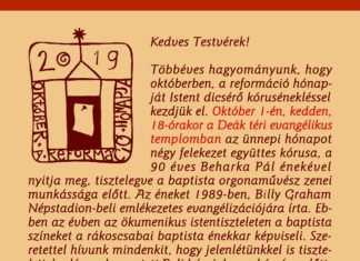 Beharka Pál éneke nyitja meg a reformáció hónapját