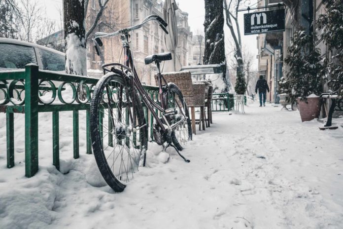 bicycle-on-snow-covered-street-953626