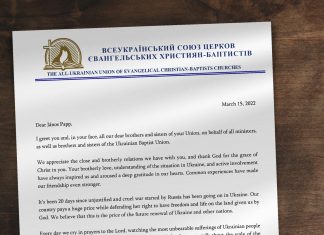 Levél az Ukrán Baptista Szövetségtől