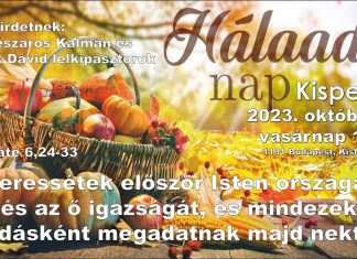 2023.10.22. Hálaadó Istentisztelet a Kispesti Baptista Gyülekezetben – Dr. Mészáros Kálmán és Pollák Dávid