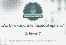 2025. 08. 17. – „Az Úr akarja a te házadat építeni.” – Tóth Zoltán – Gyula