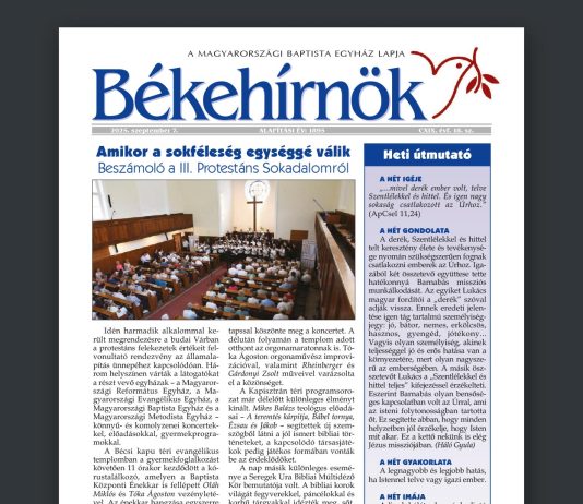 Békehírnök CXIX. évf. 18. sz. – 2025. szeptember 7.