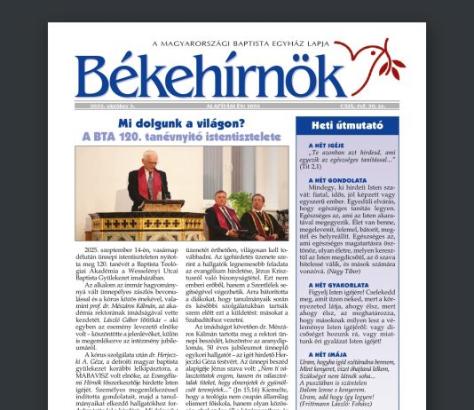 Békehírnök CXIX. évf. 20. sz. – 2025. október 5.