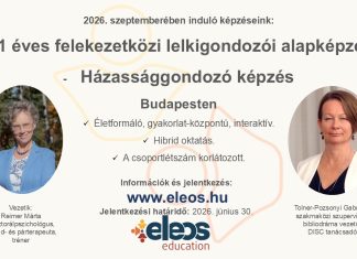 Eleos – lelkigondozói és házassággondozói képzések 2026 szeptemberétől