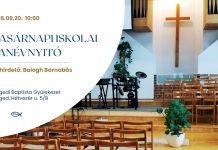 Vasárnapi iskola tanévnyitó – Balogh Barnabás – 2026. 09. 20. – Szeged