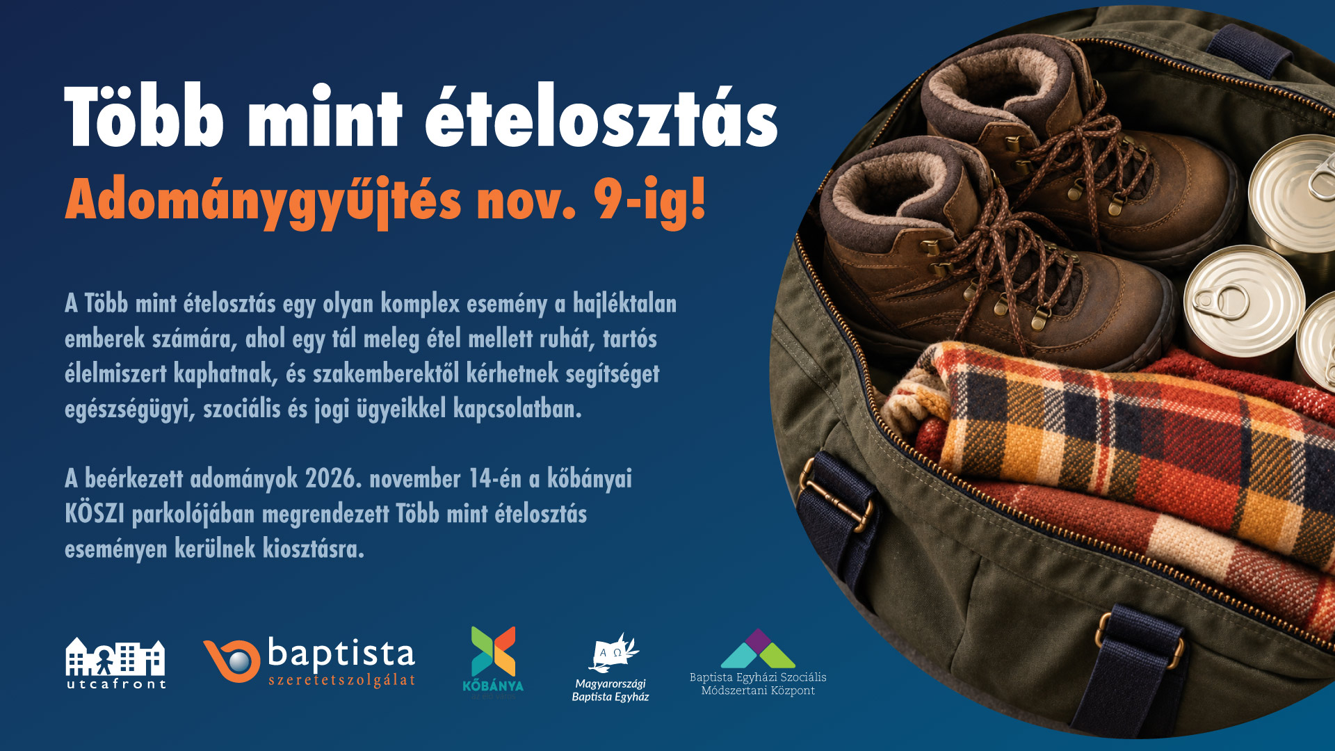 Adománygyűjtés – Segítsünk együtt a nélkülöző embereknek!